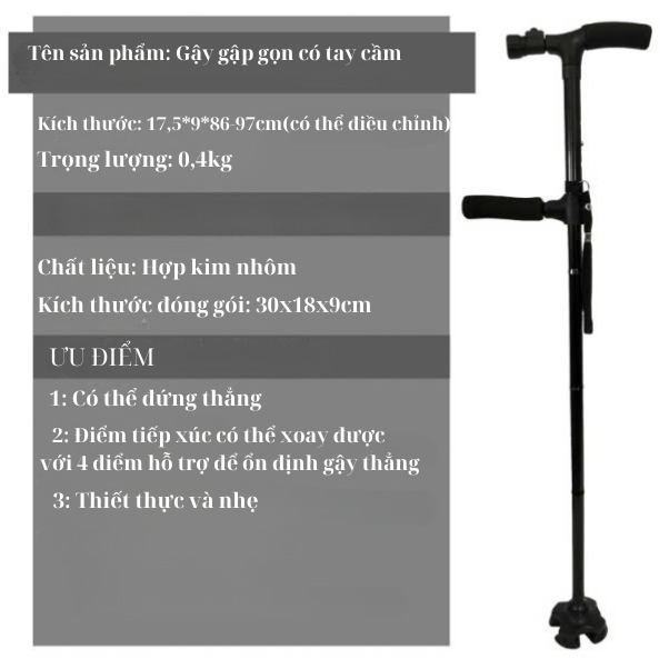 Gậy chống cho người già thiết kế hai tay cầm k