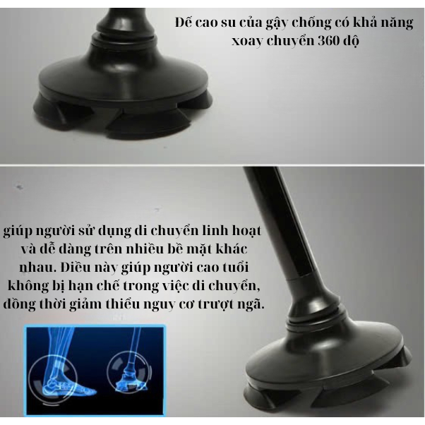 Gậy chống cho người già thiết kế hai tay cầm k