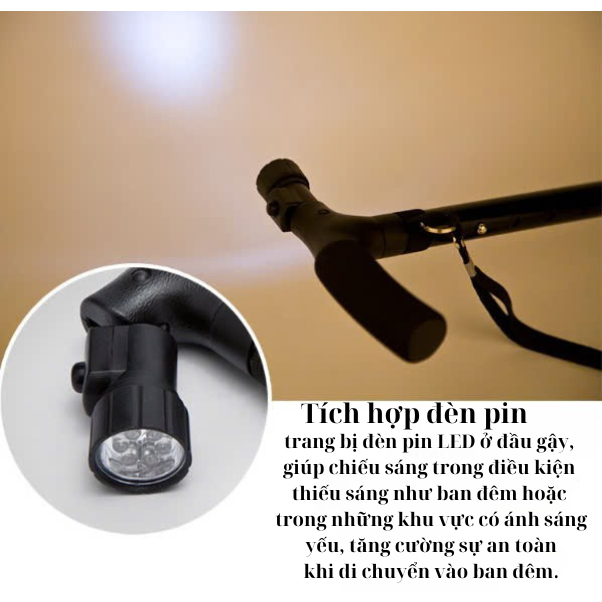 Gậy chống cho người già thiết kế hai tay cầm k