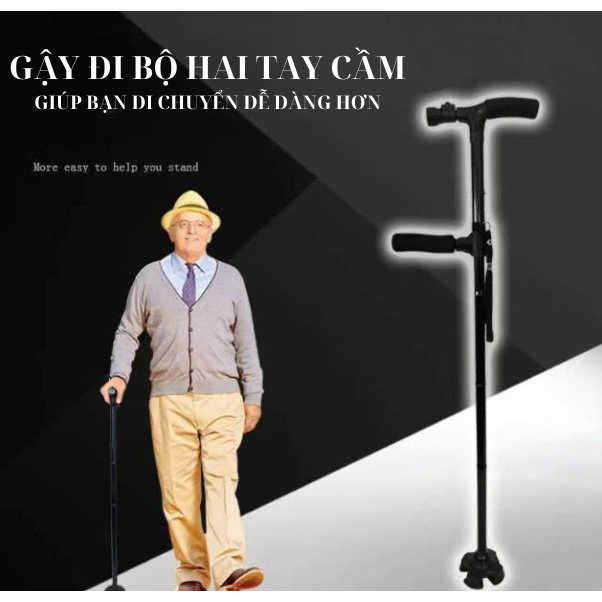 Gậy chống cho người già thiết kế hai tay cầm k