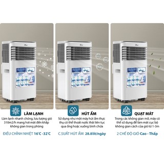 Điều hòa di động nhập khẩu FUJIE MPAC9  - Công suất làm lạnh 9000BTU - Bảo hành điện tử 24 tháng, công nghệ khử ổn