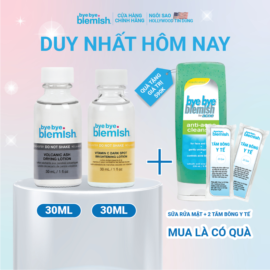 Ảnh Combo Chấm mụn tro núi lửa dành cho mụn trắng, sưng đỏ và Chấm mụn Vitamin C dành cho da mụn thâm 30ml 1