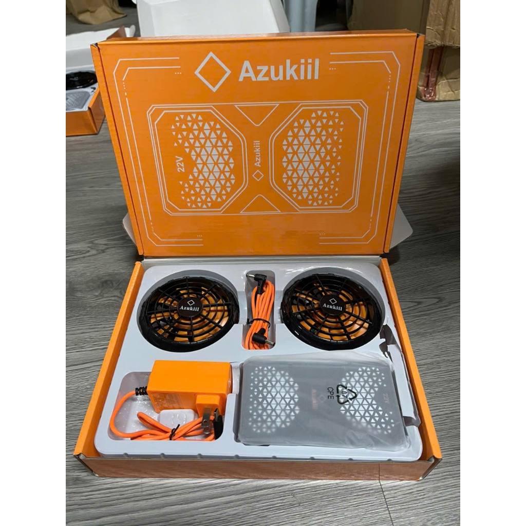 Bộ Pin Quạt Áo Điều Hòa AZUKIIL Nhật bản mới nhất năm 2025 Quạt 22V - 86000MAH- [ BẢO HÀNH 1 NĂM - LỖI 1 ĐỔI 1 ]----
