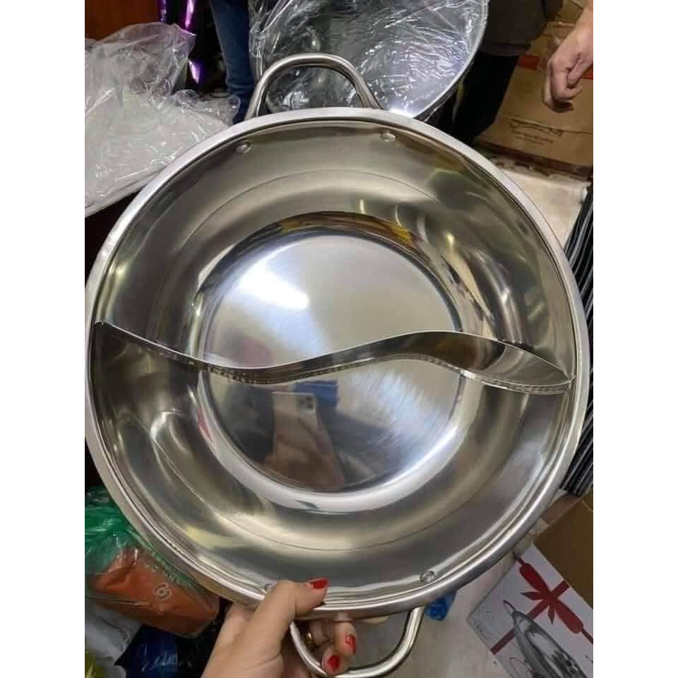 NỒI LẨU 2 NGĂN VUNG KÍNH SIZE 32CM SIÊU TO TIỆN DỤNG