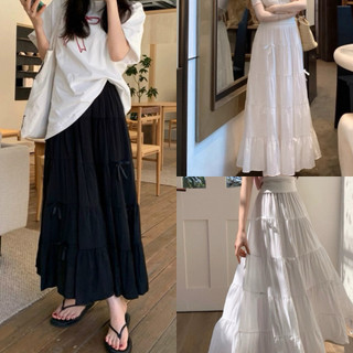 Chân váy midi dài xoè bồng đính nơ đẹp VANISA CV058