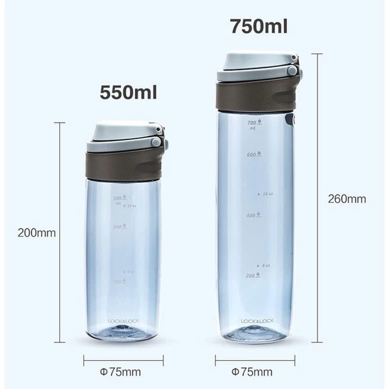 Bình Nước Nhựa Tritan LocknLock One Touch Sport ABF762 (550ml), ABF763 (750ml) Có Quai Xách - K-MALL