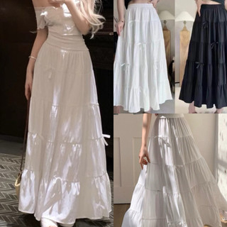 Chân váy midi dài xoè bồng đính nơ siêu đáng yêu xinh đẹp VANISA CV058
