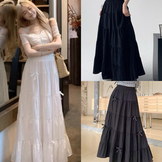 Chân váy midi dài xoè bồng đính nơ siêu đáng yêu xinh đẹp VANISA CV058