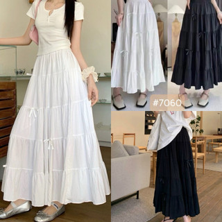 Chân váy midi dài trắng đen xoè bồng đẹp phù hợp siêu tiểu thư phong cách hàn quốc VANISA CV058