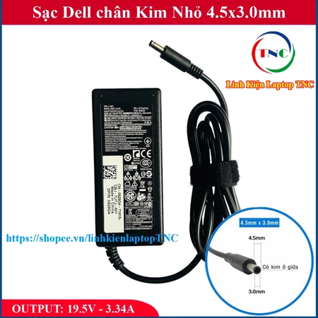 [Sạc ZIN] Sạc Laptop Dell 19.5V - 3.34A - 65W Chân Kim Nhỏ đường kính đầu sạc 4.5mm (ký hiệu Φ4.5 *3.0mm)