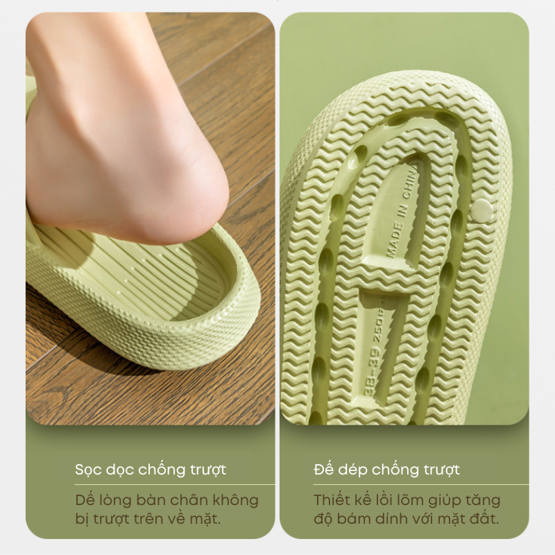 [8 MÀU] Dép đi trong nhà nam nữ bằng nhựa EVA đế dày 4cm siêu êm siêu nhẹ chống trượt cao cấp | 206