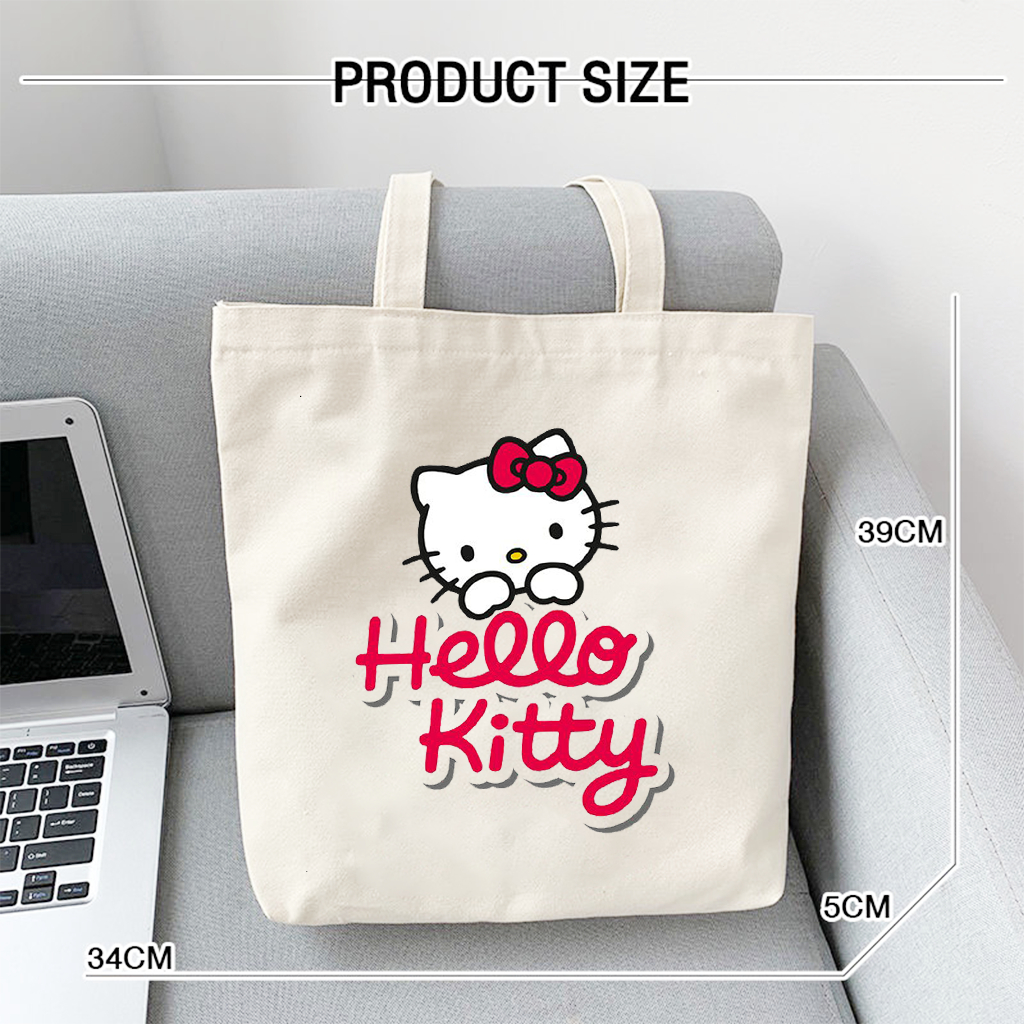 Túi Tote canvas bộ sưu tập Hel.lo Kit.ty dễ thương ngộ nghĩnh túi vải đeo vai phong cách thời trang đựng đồ tota078