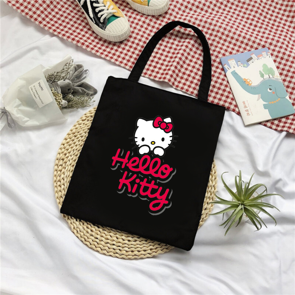 Túi Tote canvas bộ sưu tập Hel.lo Kit.ty dễ thương ngộ nghĩnh túi vải đeo vai phong cách thời trang đựng đồ tota078