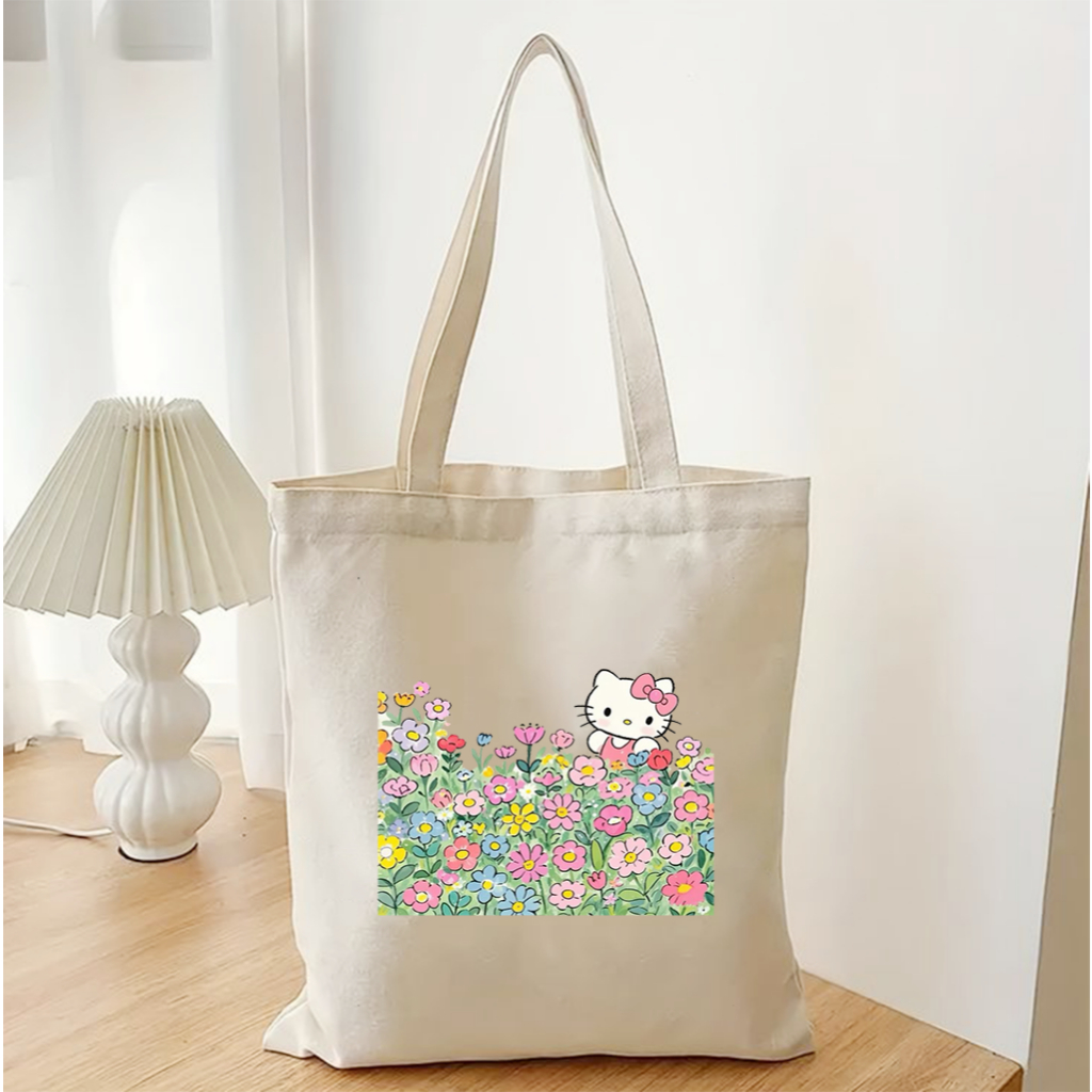 Túi Tote canvas bộ sưu tập Hel.lo Kit.ty dễ thương ngộ nghĩnh túi vải đeo vai phong cách thời trang đựng đồ tota078