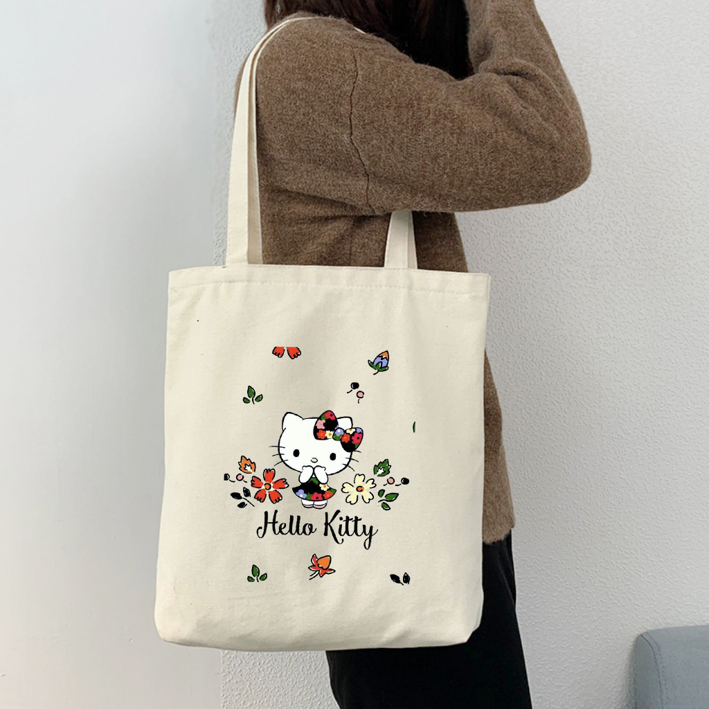 Túi Tote canvas bộ sưu tập Hel.lo Kit.ty dễ thương ngộ nghĩnh túi vải đeo vai phong cách thời trang đựng đồ tota078
