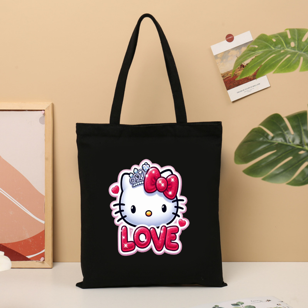 Túi Tote canvas bộ sưu tập Hel.lo Kit.ty dễ thương ngộ nghĩnh túi vải đeo vai phong cách thời trang đựng đồ tota078