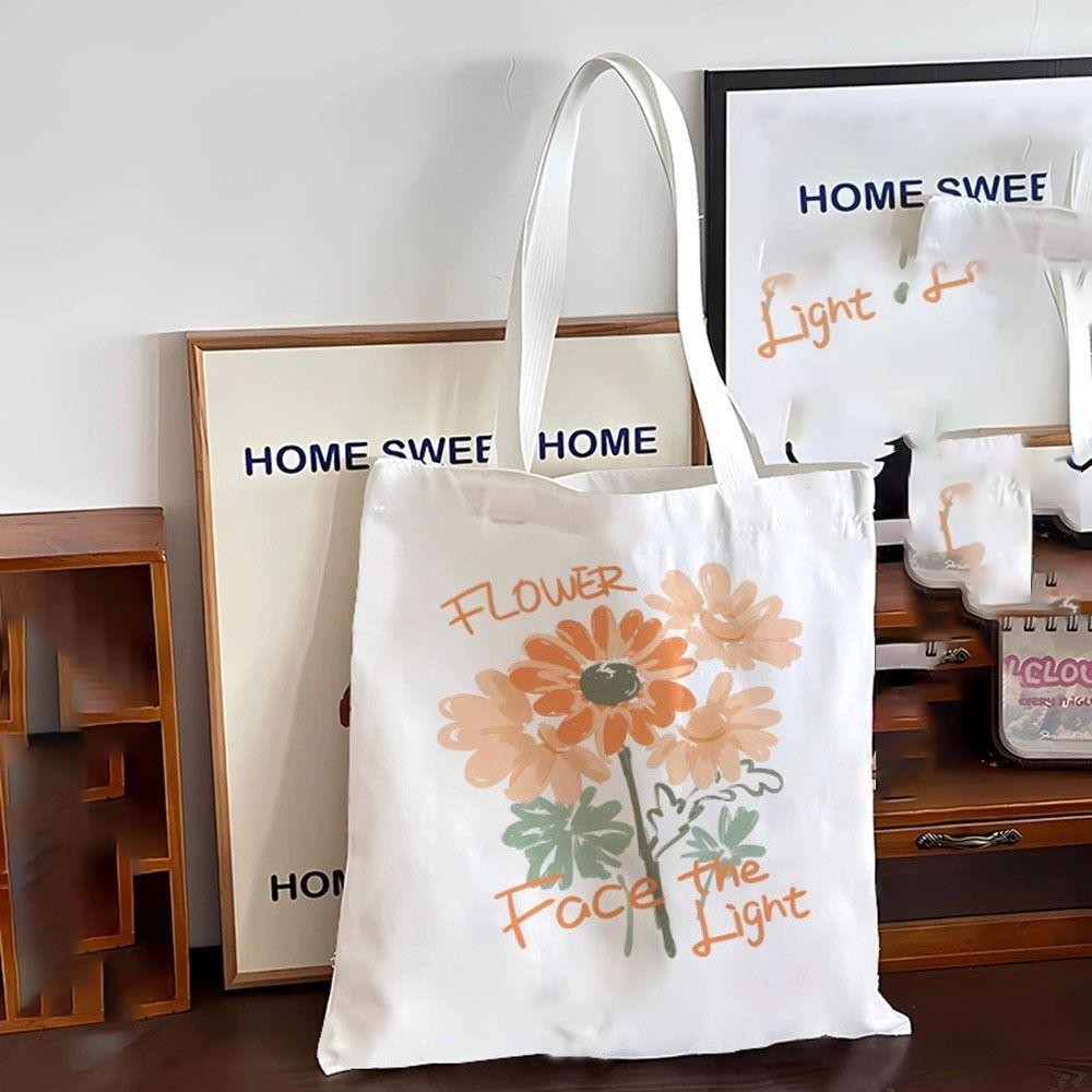 Túi vải canvas có khóa nữ đeo vai dễ thương hình hoa ngộ nghĩnh túi tote phong cách hàn quốc thời trang đựng đồ tota079