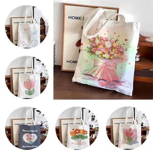 Túi vải canvas có khóa nữ đeo vai dễ thương hình hoa ngộ nghĩnh túi tote phong cách hàn quốc thời trang đựng đồ tota079