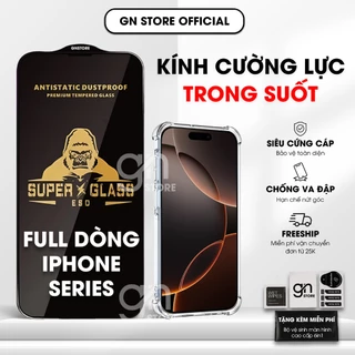 Kính cường lực iPhone 16 Promax 15/14/13/12/11 Pro/Plus/Promax/Mini/Xs/Xr/6s/7s/8s Plus - GN STORE