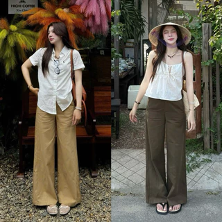 (ẢNH OLDSCHOOL) Quần kaki nữ thô mềm ống suông loe TONE NÂU VINTAGE QC2029