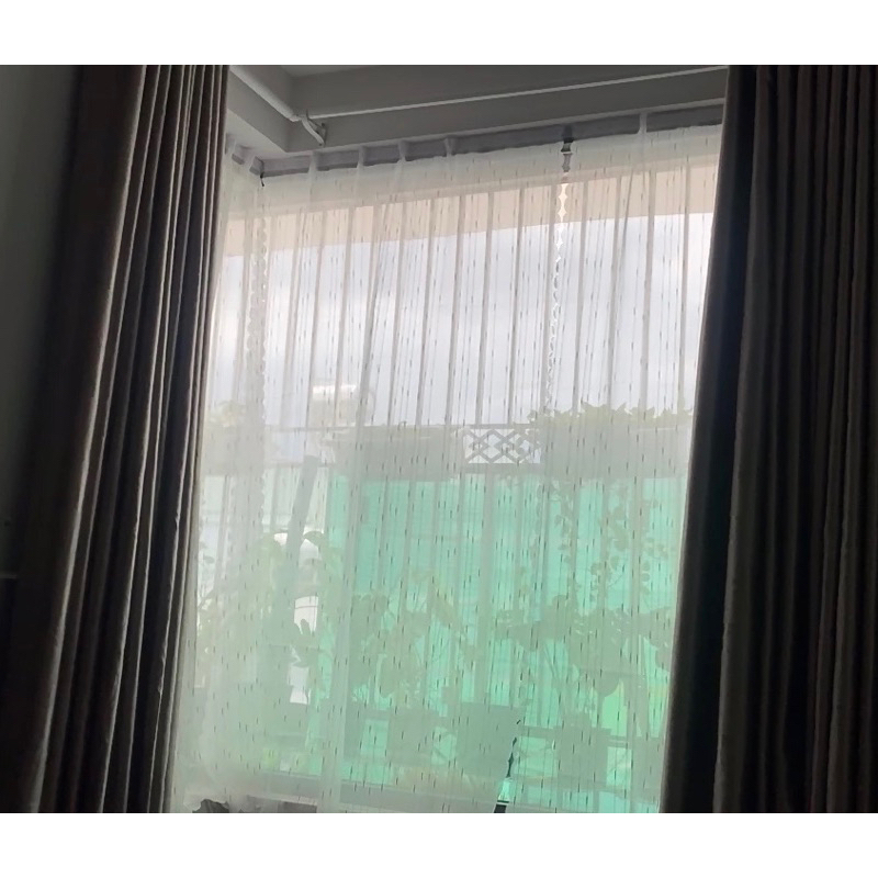 Rèm Dán, Vải Voan Gân (gân vàng) Decor Trang Trí Xinh Xắn Tiện Lợi Cho Cửa Sổ Phòng Ngủ, Phòng Khách, Quán Cà Phê...