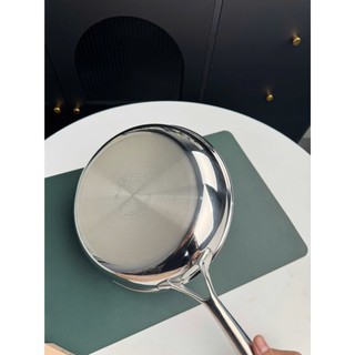 Chảo cạn Chockmen [857] 3 lớp nguyên khối inox 18/10 24cm, sáng bóng, dày đẹp