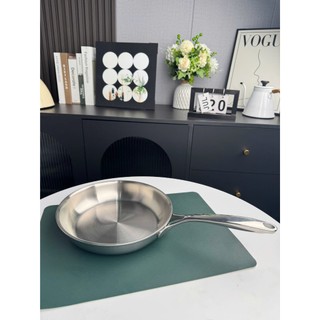 Chảo cạn Chockmen [857] 3 lớp nguyên khối inox 18/10 24cm, sáng bóng, dày đẹp