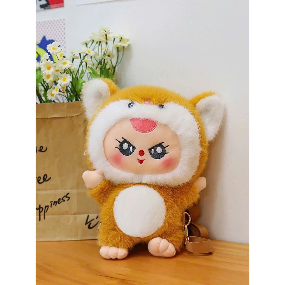 Balo bé ba v3 thỏ 1000% Túi đeo gấu bông balo cho bé chất liệu vải lông chồn kim cao cấp