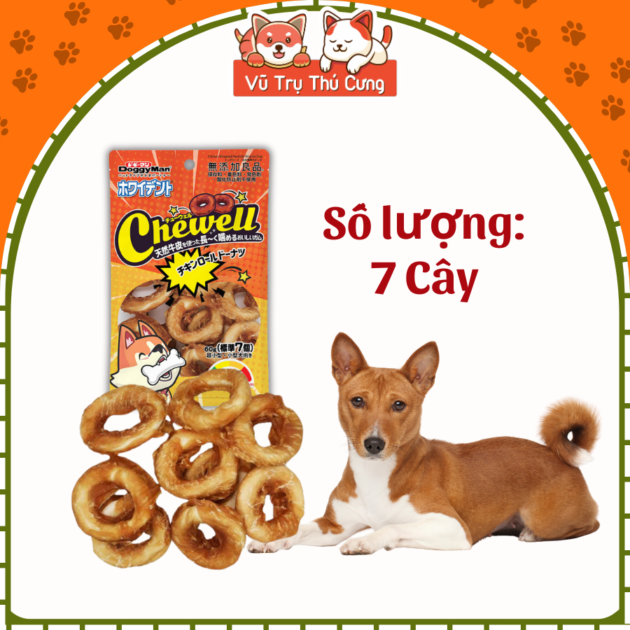 Snack Cho Chó Bánh Donut Da Bò Cuộn Thịt Gà DoggyMan 60g