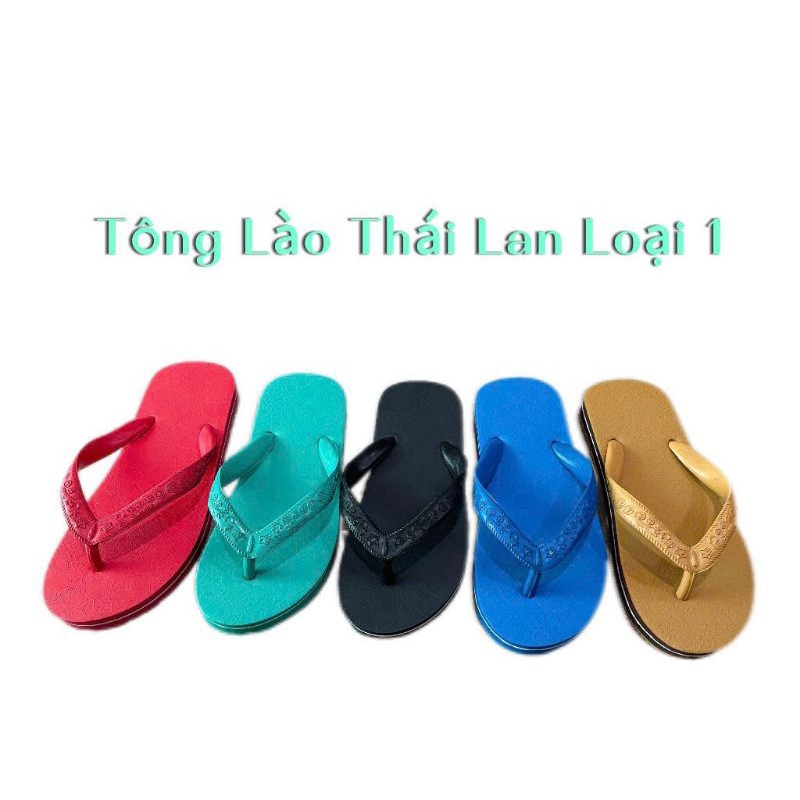 Dép tông lào Thái Lan Truyền Thống Loại 1 Nam Nữ Cao Su Đế Bằng 5 Màu - Lào Thái Lan - Chống Trơn Trượt & Lâu Xẹp.