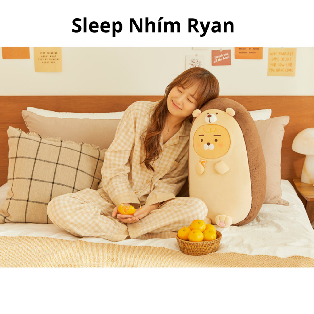 Ảnh Gối Ôm Dài Sweet Sleep Friend gấu Ryan, ChoonSik, Nhím Ryan Kakao Friends Chính Hãng 2