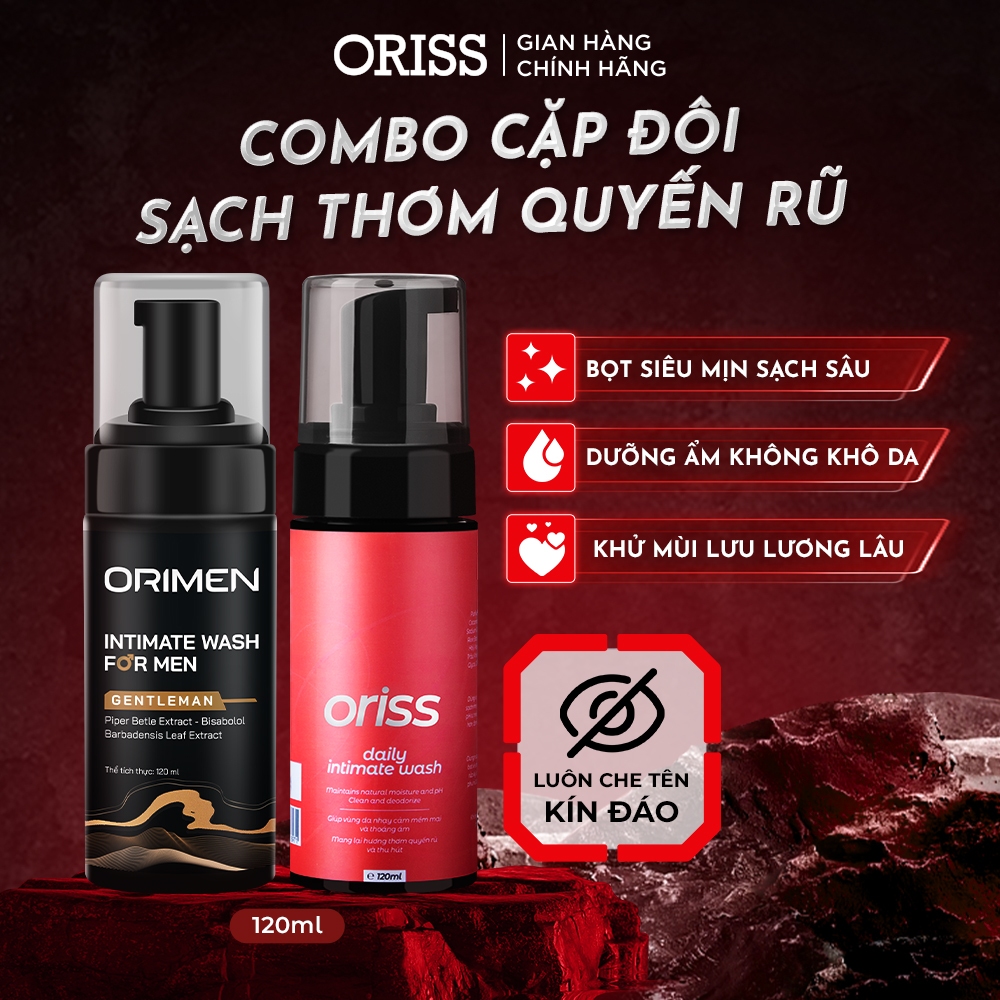 [BOX COMBO] Combo 2 Bọt vệ sinh nam giới Orimen làm sạch, lưu hương nước hoa quyến rũ 120ml