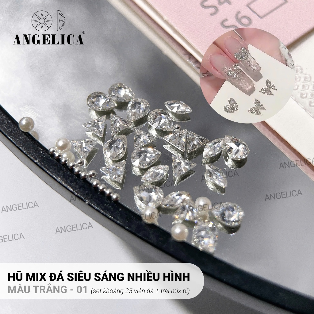 Hũ Đá Siêu Sáng Mix Trai Và Bi Tạo Kiểu Nhiều Hình ANGELICA - Trang Trí Nail