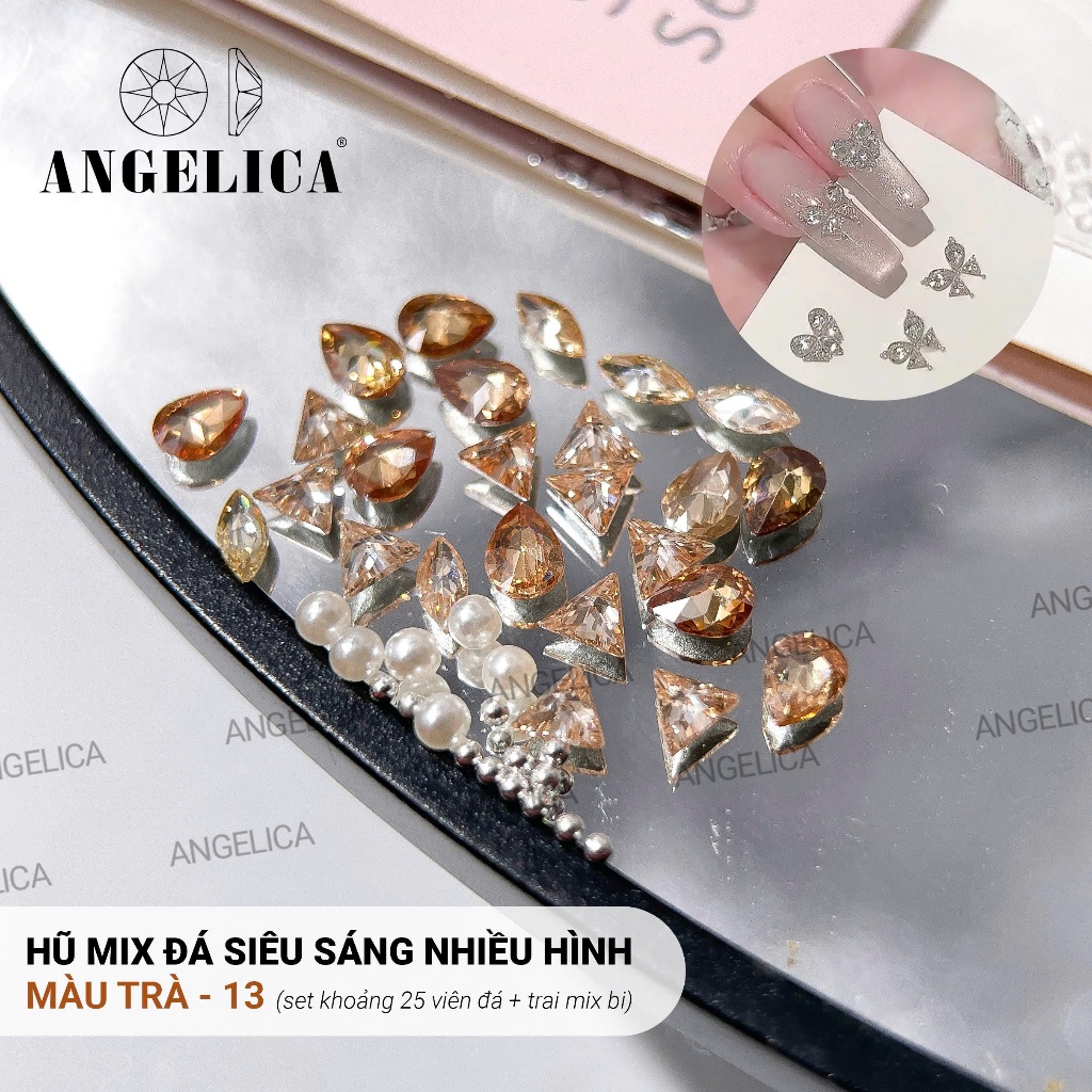 Hũ Đá Siêu Sáng Mix Trai Và Bi Tạo Kiểu Nhiều Hình ANGELICA - Trang Trí Nail