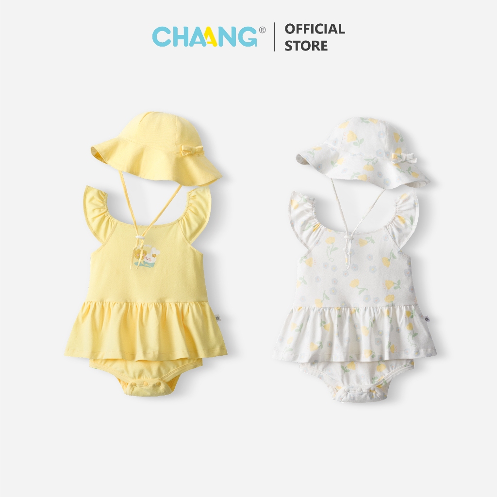 [CHAANG 3-12M] Set váy bodychip tay bèo kèm mũ Bloom cho bé gái