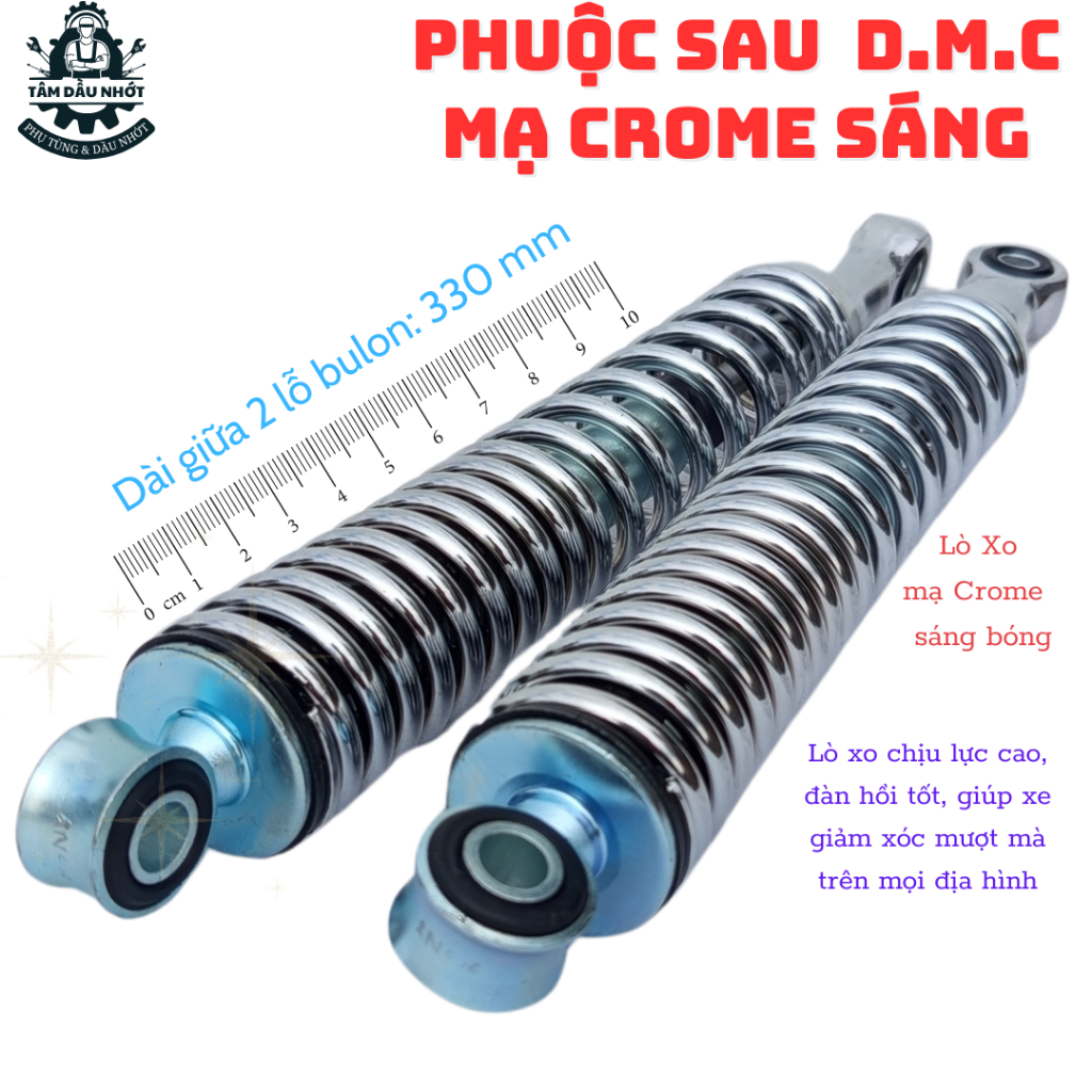 Phuộc sau Kiểu FUTURE NEO Mạ Crom, ty dầu 10ly, chân nhôm sáng bóng, lò xo chịu lực 200kg, đi êm