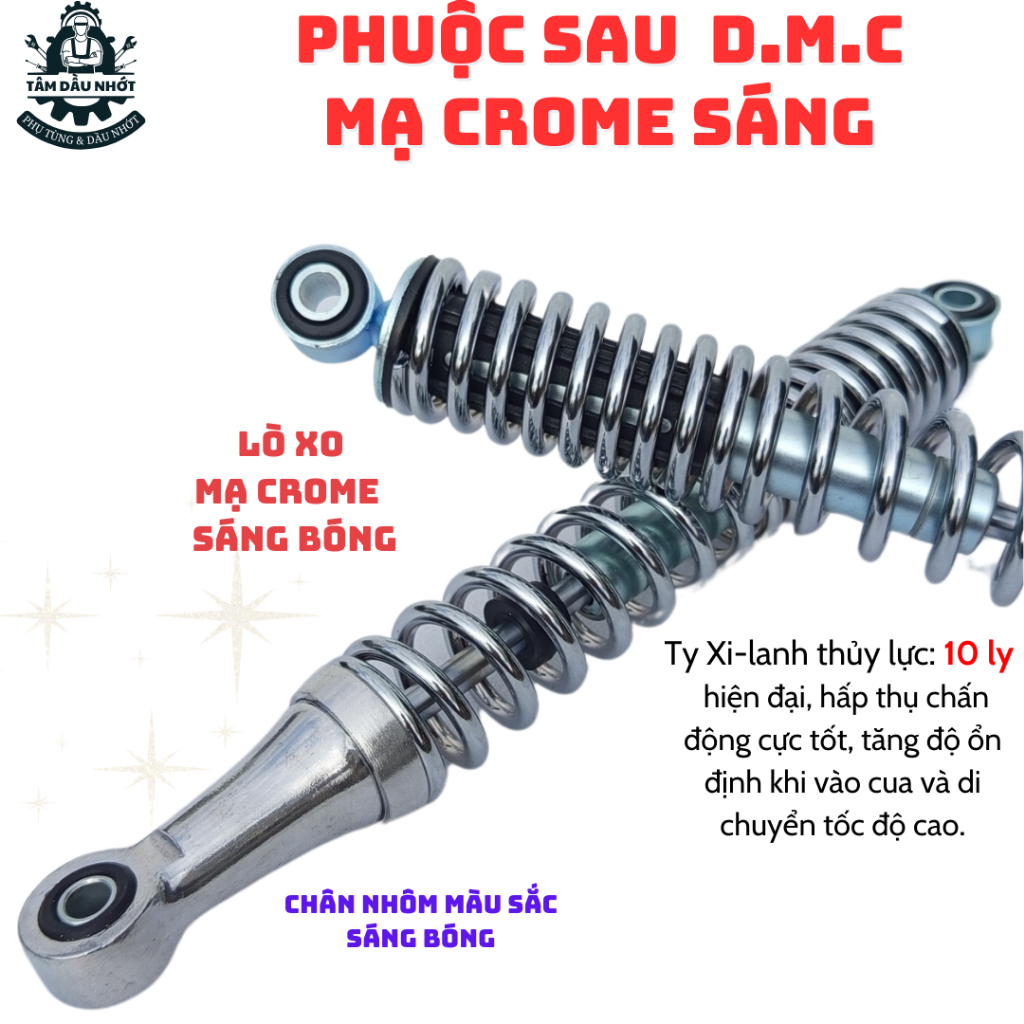 Phuộc sau Kiểu FUTURE NEO Mạ Crom, ty dầu 10ly, chân nhôm sáng bóng, lò xo chịu lực 200kg, đi êm