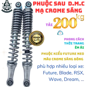 Phuộc sau Kiểu FUTURE NEO Mạ Crom, ty dầu 10ly, chân nhôm sáng bóng, lò xo chịu lực 200kg, đi êm