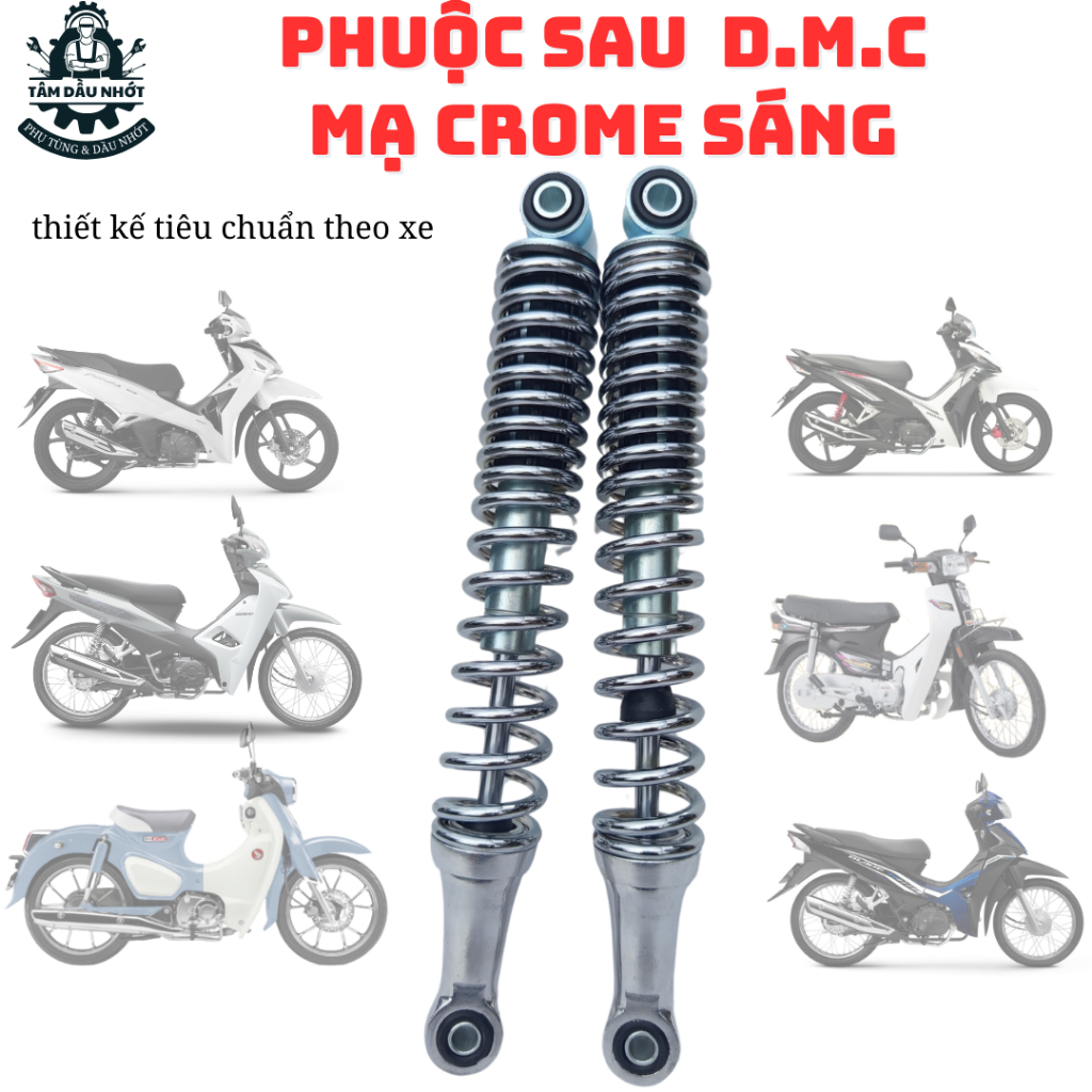 Phuộc sau Kiểu FUTURE NEO Mạ Crom, ty dầu 10ly, chân nhôm sáng bóng, lò xo chịu lực 200kg, đi êm