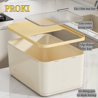 Thùng Gạo Thông Minh Proki PKS Chống Ẩm, Ngăn Ngừa Côn Trùng, Dung Tích 5kg-10kg-15kg, Nhựa Cao Cấp