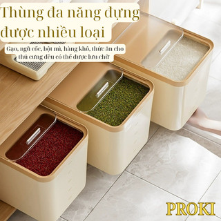Thùng Gạo Thông Minh Proki PKS Chống Ẩm, Ngăn Ngừa Côn Trùng, Dung Tích 5kg-10kg-15kg, Nhựa Cao Cấp