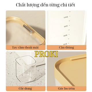 Thùng Gạo Thông Minh Proki PKS Chống Ẩm, Ngăn Ngừa Côn Trùng, Dung Tích 5kg-10kg-15kg, Nhựa Cao Cấp