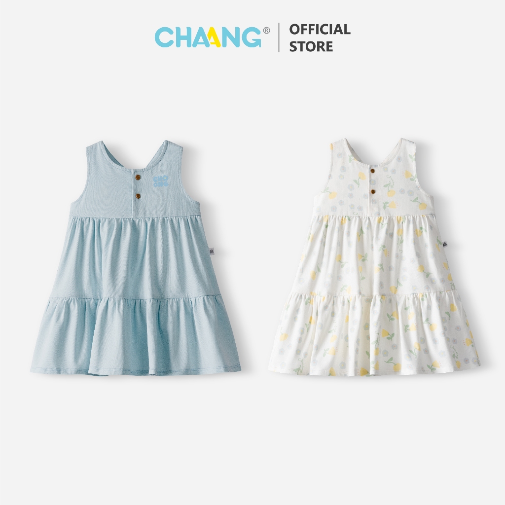 [CHAANG 9-36M] Váy ba lỗ cúc ngực xếp ly bồng bềnh Bloom cho bé gái
