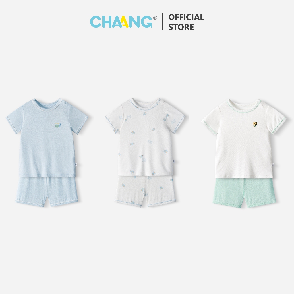 [CHAANG KID 9M-5Y] Bộ quần áo cộc cúc vai cho bé trai và bé gái