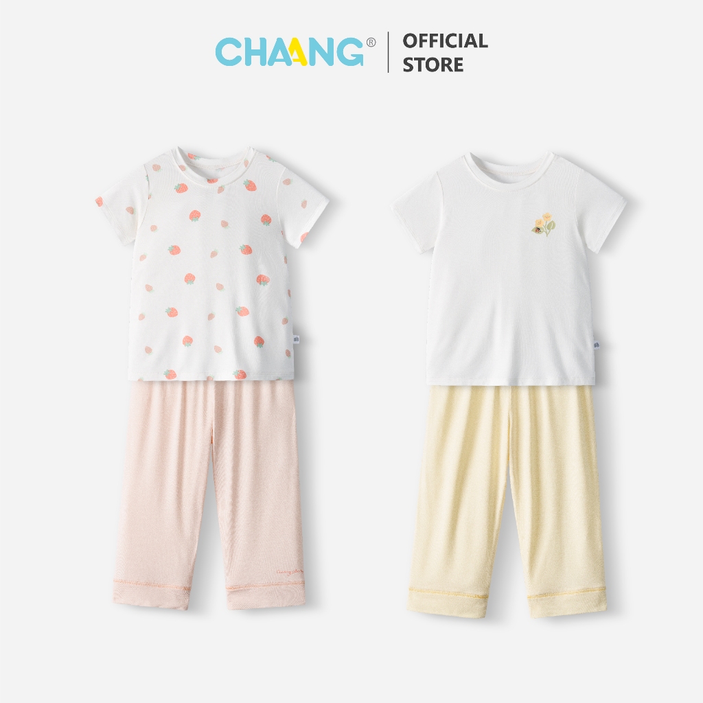 [CHAANG 24M-7Y] Bộ áo cộc quần dài cổ tròn dáng suông rộng rãi Bloom cho bé gái