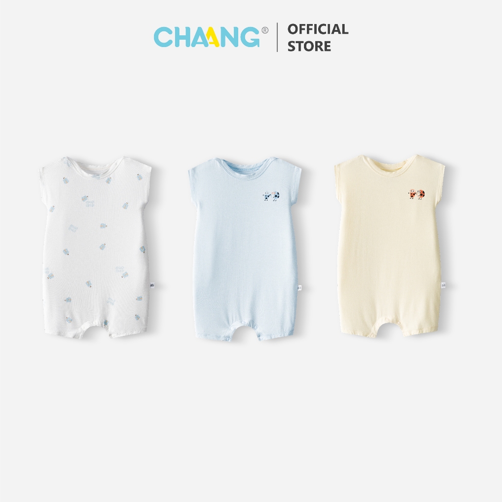 [CHAANG 0-12M] Bộ body cộc cổ thuyền Bloom có cúc vai cho bé gái và bé trai