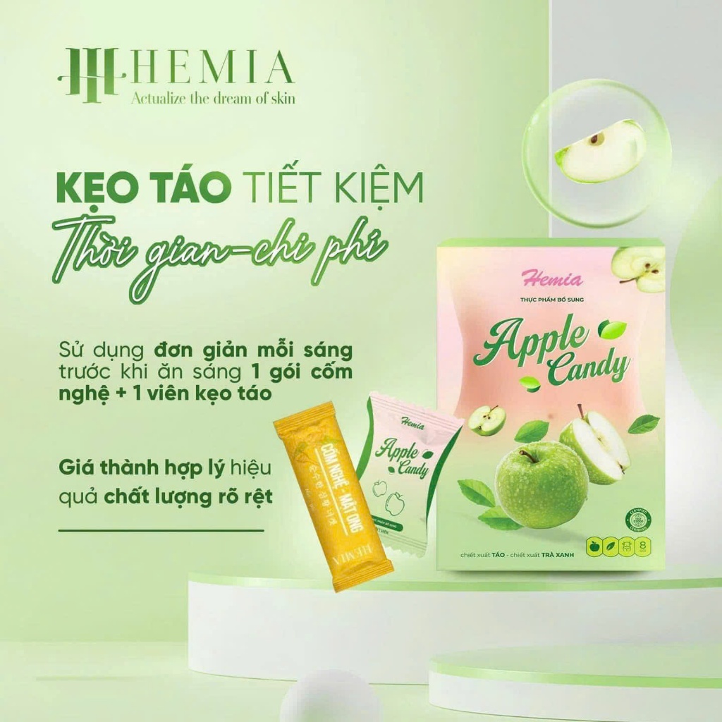 Ảnh Kẹo táo Hemia 1 hộp 8 gói tác dụng giảm cân an toàn hiệu quả tại nhà từ một liệu trình 1