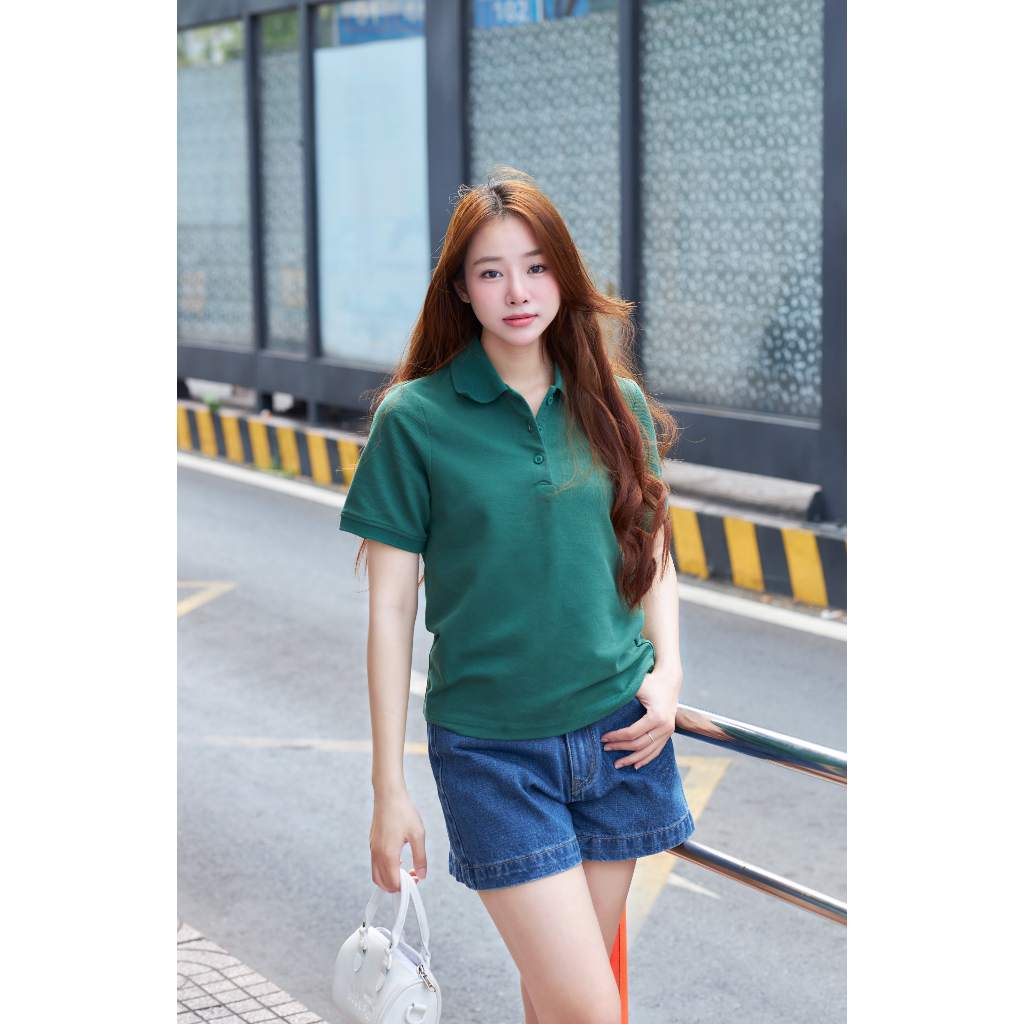 Ảnh Áo polo nữ trơn tay ngắn basic form rộng GILLEE mang phong cách Hàn Quốc chất liệu cotton thoáng mát, mềm mại FAP078 4