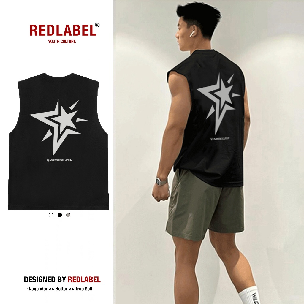 Áo Ba Lỗ Thể Thao Nam Nữ RedLabel In Họa Tiết "STAR", Áo Tanktop Sát Nách Nam Nữ Cotton Cá Tính TT46