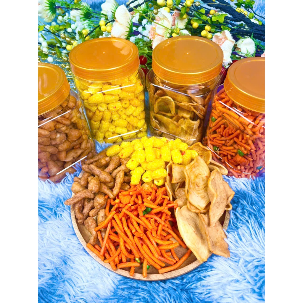 Combo snack ăn vặt 4 Vị -  [Bimbim Que + Nui Chiên Bơ + Snack Đùi Gà Bơ Cay + Tai Heo Mắm] - Phú Quý Food